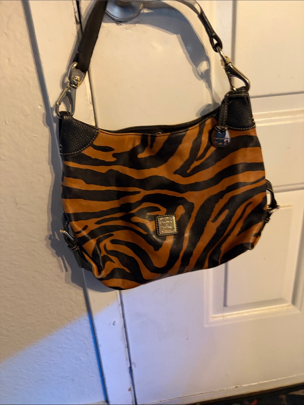 Dooney & Bourke Black & Brown Tiger-Stripe Shoulder Bag